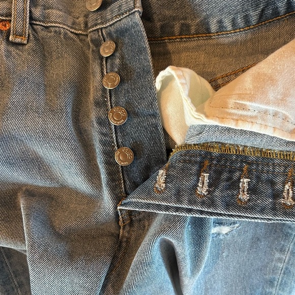 Etica Altin Loose Cropped High Rise Distressed Button Fly Jeans Size 25 NWT - Picture 6 of 6